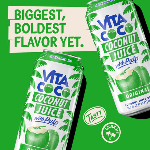 16.9 oz (Pack 12) Vita Coco Coconut Juice, Original with Pulp | Big, Bold Coconut Taste | Natural Electrolytes | Sweet