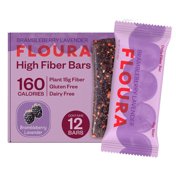 Floura Brambleberry Lavender Fruit-Forward Fiber Bars High Fiber, Vegan, Gluten & Dairy