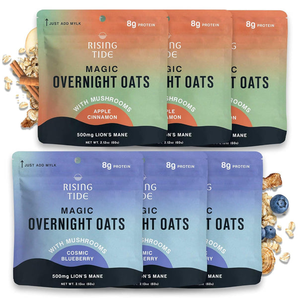 Mushroom Overnight Oats (6 Pack) Superfood Lions Mane Mushroom, Chia & Flax