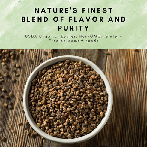 16 oz. 100% SPICY ORGANIC Decorticated Organic Cardamom Seeds USDA Organic - Perfect for enhancing the taste of a