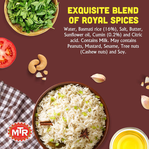 Packs (Pack 6) MTR Ready-To-Eat: Jeera Rice - Cumin Rice - Microwavable Rice for Instant Meals - Delicious & Nutritious