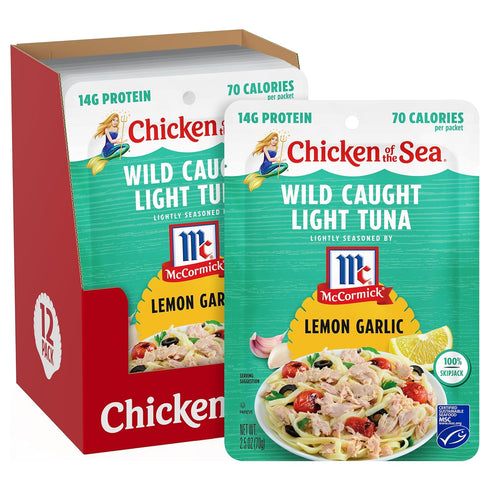Chicken of the Sea Lightly Seasoned Lemon Garlic Wild Caught Light Tuna,