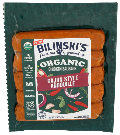 Bilinski, Organic Spicy Cajun Chicken Sausage, 12 Ounce