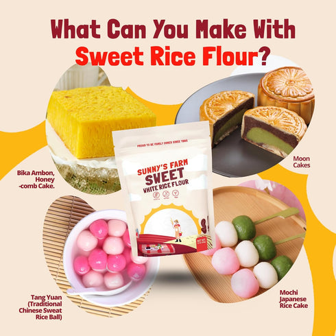 16oz (Pack 4) Sunny's Farm Sweet White Rice Flour - Glutinous Rice Flour, Ideal for Rice Flour for Sourdough Bread