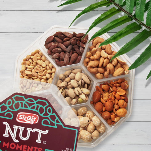 26oz 7 Easter Nut Gift Baskets, Mixed Nut Gift Box of Sectional Platter, Ideal Nut Assortment for Holidays, Birthdays