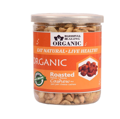 Blessfull Healing Organic Natural, Vegan Peri Peri Cheese Roasted Halves/Pieces Cashew Nuts Crunchy Kaju