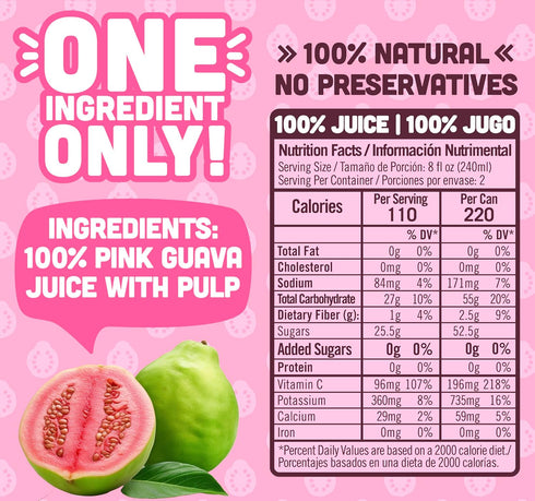 100% 16.57 oz (Pack 12) NILO Guava Juice | Squeezed Guayaba Pink Guava | NO Sugar added | NOT From Concentrate |