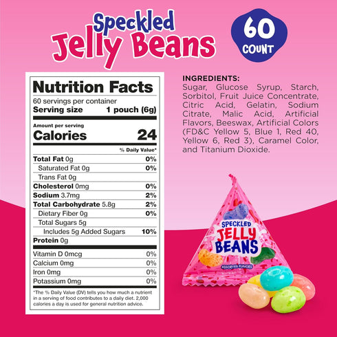 60 Packs Jelly Beans - Mini - Individually Wrapped Candy for Classroom Rewards, Buffets, Goodie Bags & Party Favors