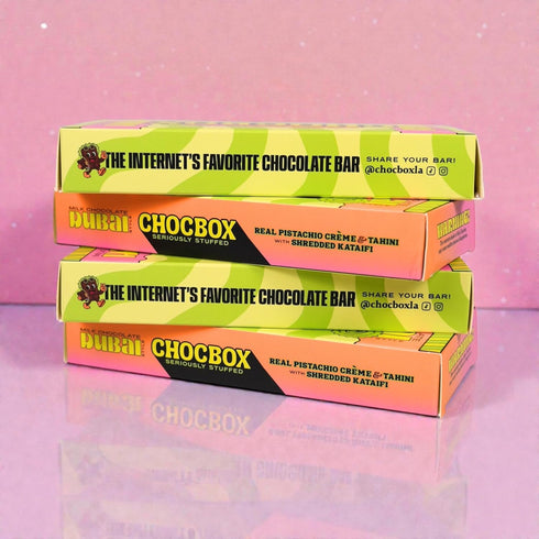 7.78oz/223g Chocbox Viral Ready to Eat Dubai Chocolate Bar Milk Chocolate, Crunchy Kataifi, Pistachio Cream & Tahini