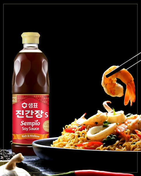 Sempio Soy Sauce Jin S 29.1 Fl Oz - Authentic Korean Flavor, Kosher, Non-GMO, Hearty Savory Cuisine