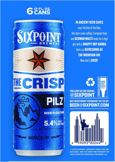 Sixpoint Brewery 6pk, 12 Oz Sixpoint, Pilsner Crisp, Fl
