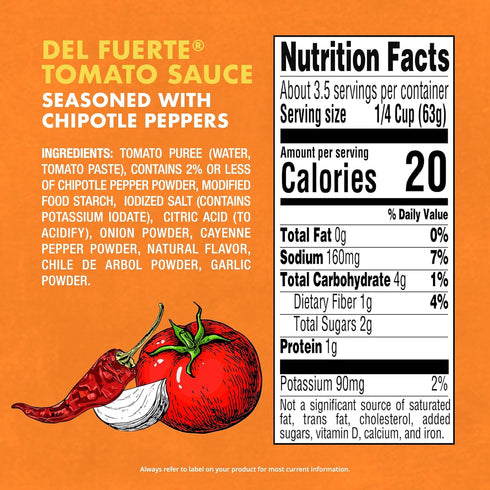 Del Fuerte 7.4 24-Pack Tomato Sauce Seasoned with Chipotle Ounce