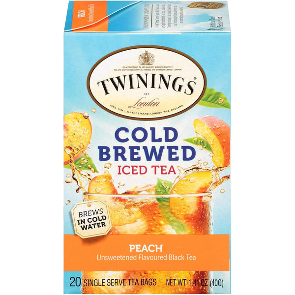 Twinings Cold Brewed Iced Tea Bags, Peach - Ready in 5 Minutes,