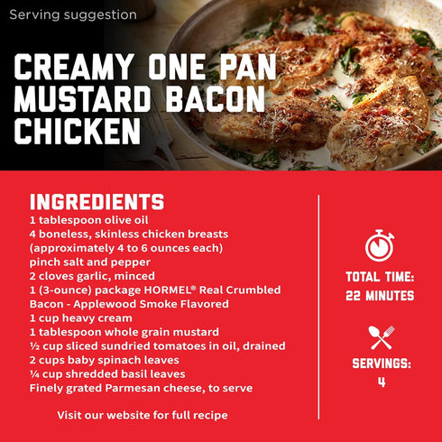 3 (Pack 8) HORMEL Bacon Toppings Applewood Crumbled Bacon, Ounce