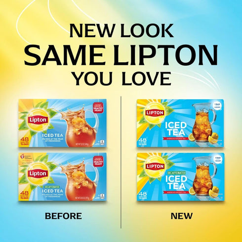 48 Count (Pack 2) 96 Lipton Decaf Black Iced Tea Bags, Family Size, Zero Calories, of Total Tea Bags, Decaffeinated