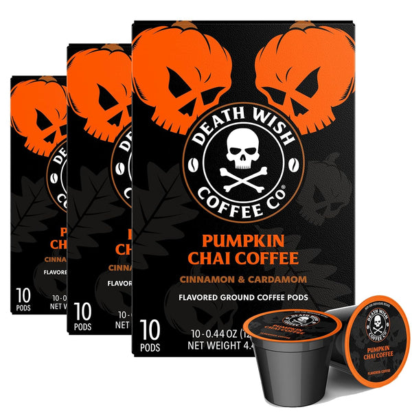 Death Wish Coffee, Pumpkin Chai Single-Serve Pods, 30 Count