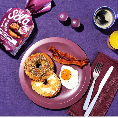 16g 7g 12.4 OZ, (4 Bagels/Pack) (Pack 2) SOLA Everything Bagels, Low Carb & Keto Friendly, of Protein Per Bagel & Net
