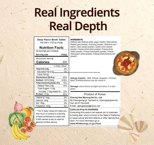 Minecook 25 Count (3.5oz/100g), 1 Pack Deep Rich Flavor Broth Tablet, Natural Seafood Soup Base