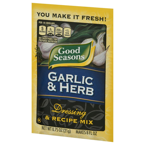 Good Seasons Salad Dressing & Recipe Mix, Garlic & Herb, 0.75 oz, 6 Pack