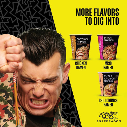 6 Pack Pack Snapdragon Chili Crunch Ramen Cup Noodles - Instant Ramen Bowl with Authentic Wheat Noodles, Soup Sauce