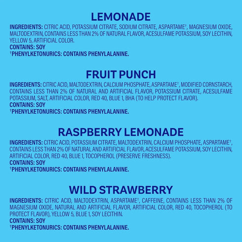 Generic Pack 70 Packets (15 15 15 15 10 Crystal-Light Variety Flavored Drink Mix in Lemonade, Fruit Punch, Raspberry