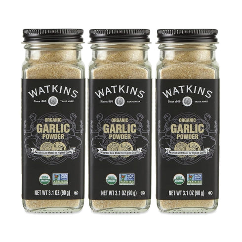 Watkins Gourmet Organic Spice Jar, Garlic Powder, 3.1 Ounce Jar, 3 Count