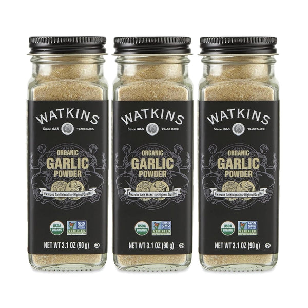 Watkins Gourmet Organic Spice Jar, Garlic Powder, 3.1 Ounce Jar, 3 Count