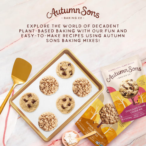 Autumn Sons Baking Co. Gluten Free Chocolate Chunk & Oatmeal Cinnamon Cookie Mix Combo Pack, Vegan Plant Based