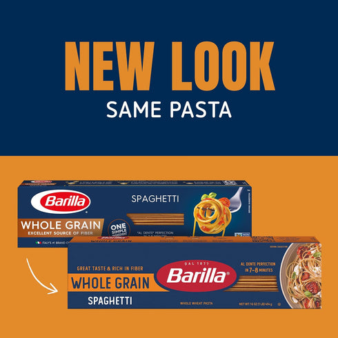 16 oz. (Pack 20) 100% Barilla Whole Grain Spaghetti Pasta, Box of - Non-GMO, Made With Whole Grain Durum Wheat - Great