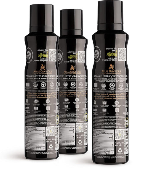5.4 oz, 3 Pack, Olive Oil Spray by Atlas, Dual Function Olive Oil Cooking Spray and Stream, fl Extra Virgin, Non Stick