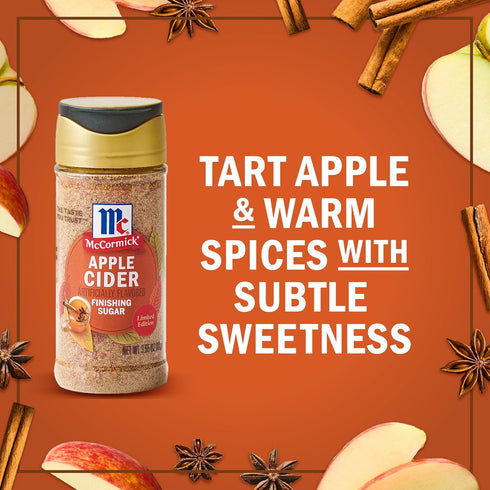 3.61 oz McCormick Finishing Sugar, Apple Cider, Limited Edition, Sweet Blend of Tart Apple and Warm Spices, For French