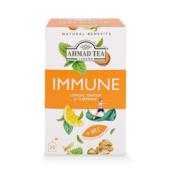 Ahmad Tea Herbal Tea, Lemon, Ginger, Turmeric, & Vitamin C 'Immune' Natural