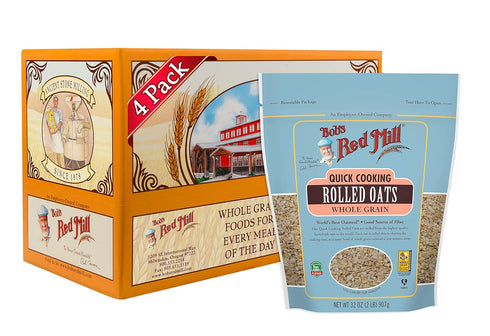 Bobs Red Mill Quick Cooking Rolled Oats, 32 Ounce -- 4 per