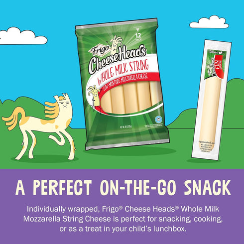 Frigo 10 oz, 12 Count Cheese Heads Whole Milk String Cheese Bag