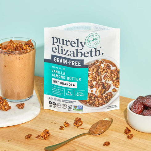 Purely Elizabeth Keto Granola - Vanilla Almond Butter, Grain-Free, Gluten-Free, Non-GMO (8oz Bag)