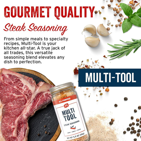 PS Seasoning Multi Tool - Steak Seasoning for Grilling - All-Purpose Seasonings and Spices for Cooking, with Garlic