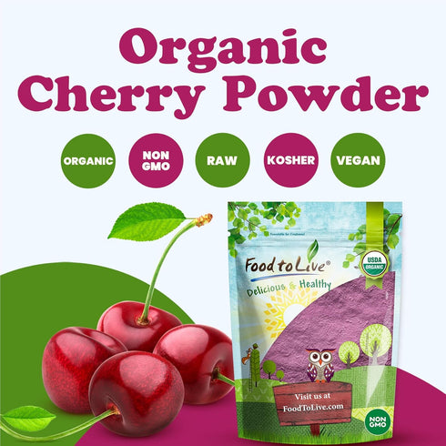 2 Food to Live Organic Cherry Juice Powder, Pounds Non-GMO, Raw, Kosher, Vegan Superfood, Bulk, Rich in Antioxidants