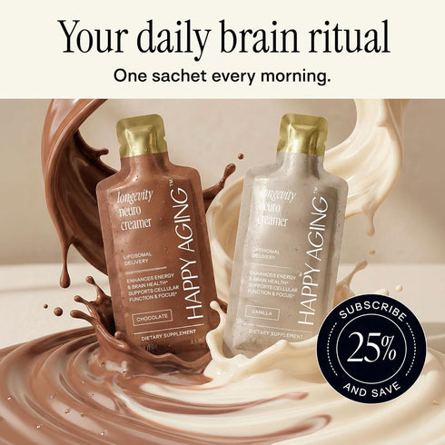 200mg 200mg 135mg 2.5g 30 Happy Aging Liposomal Nootropic Coffee Creamer | L-Theanine, L-Tyrosine, Magnesium, MCT Oil |