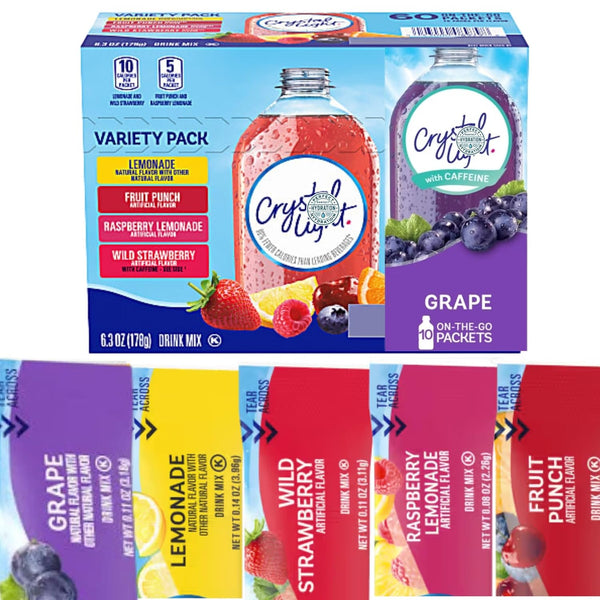Generic Crystal-Light Variety Pack 70 Flavored Drink Mix Packets in (15 Lemonade, 15
