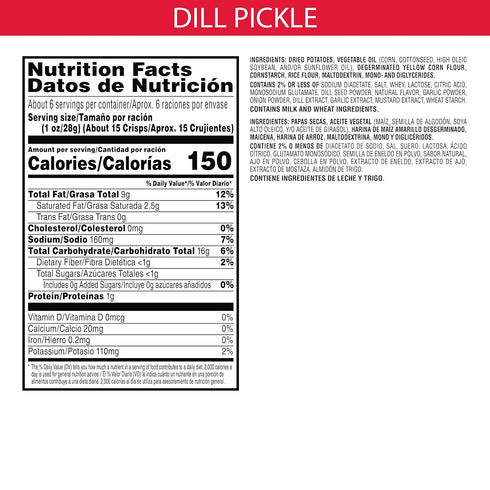 5.5oz (1 Pringles Potato Crisps Chips, Lunch Snacks, Snacks On The Go, Dill Pickle, Can Can)