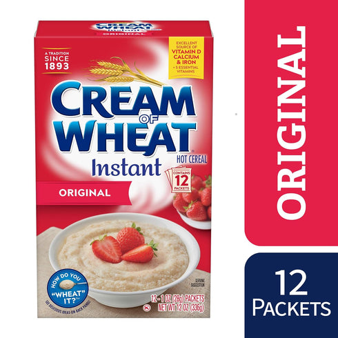 Cream of Wheat 12 Packets Instant Hot Cereal, Original, Box