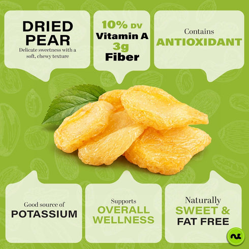 (32oz, 2 LB) NUT CRAVINGS - Dried California Pears, No Sugar Added, Unsweetened Sweet Healthy Snack, Vegan, Kosher