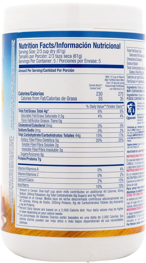 11.6 Quaker Avena with Cinnamon, Ounce