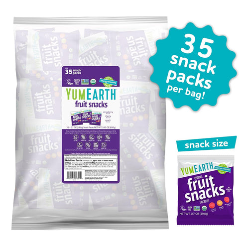 (Pack 35) 0.7 Packs, YumEarth Organic Fruit Snacks of - Ounce Snack Allergy Friendly, Gluten Free, Non-GMO, Dye Free