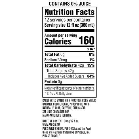 12 Oz (Pack 12) Pepsi Cola Soda, Wild Cherry, Fl Cans