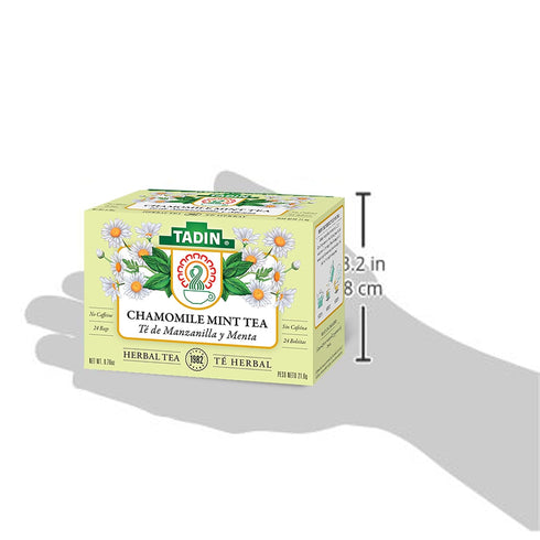 Tadin Chamomile Mint Herbal Tea - Caffeine-Free, 24 Tea Bags (Manzanilla)