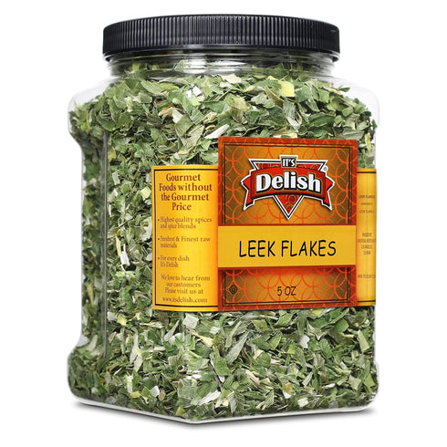 Gourmet Dried Leek Flakes by Its Delish, 5 OZ Jumbo Container Jar