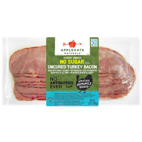 Applegate Natural Hickory Smoked No Sugar Uncured Turkey Bacon, 12oz