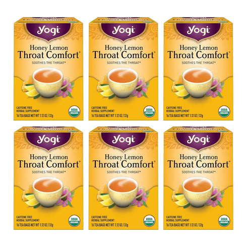 Yogi Tea - Honey Lemon Throat Comfort (6 Pack) - Soothes the