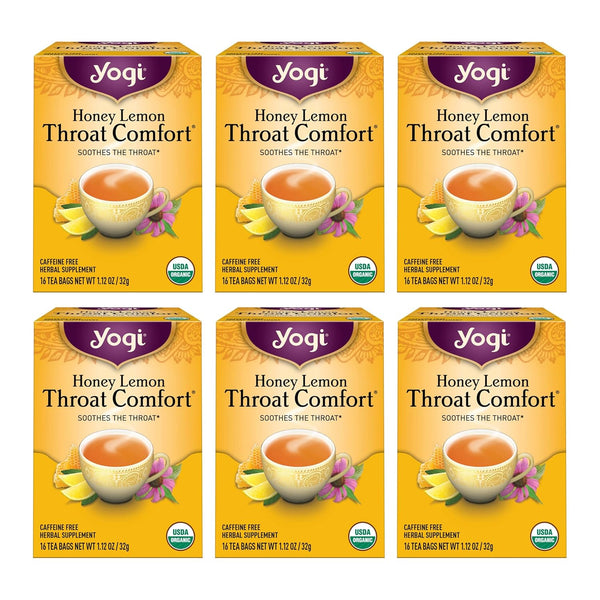 Yogi Tea - Honey Lemon Throat Comfort (6 Pack) - Soothes the